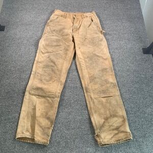Carhartt Double Knee Work Pants Tan Distressed Carpenter USA B01 30x32‎